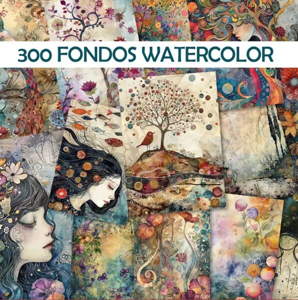 Mega Pack 300 Láminas estilo watercolor imprimibles