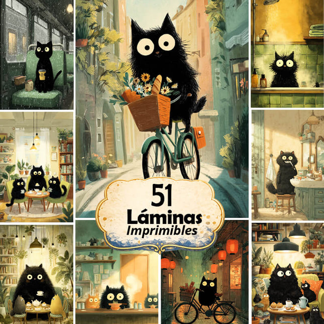 51 Láminas Historias de un Gatito Negro