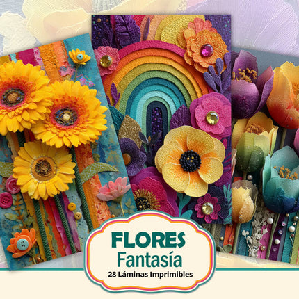 40 Láminas Flores Fantasía