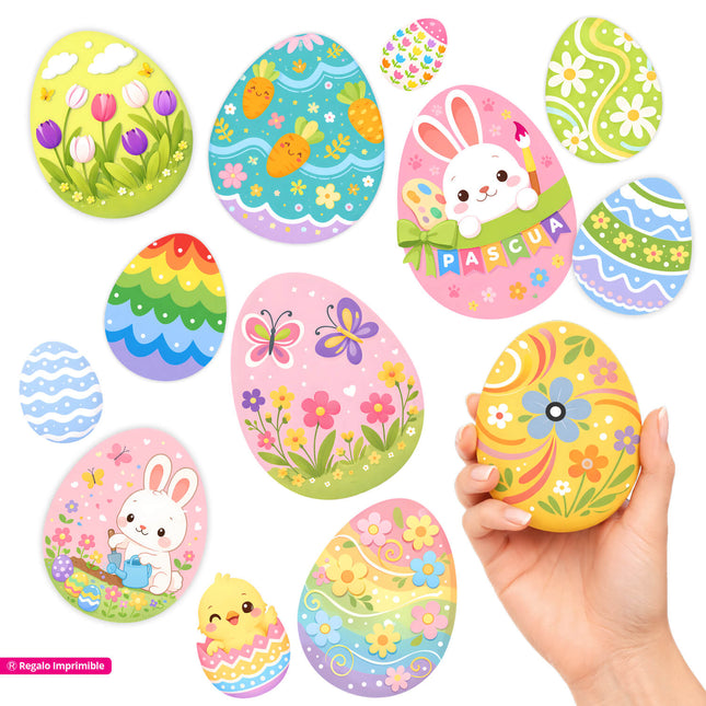 Kit creativo Huevos de Pascua color pastel imprimibles