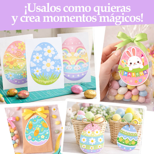 Kit creativo Huevos de Pascua color pastel imprimibles