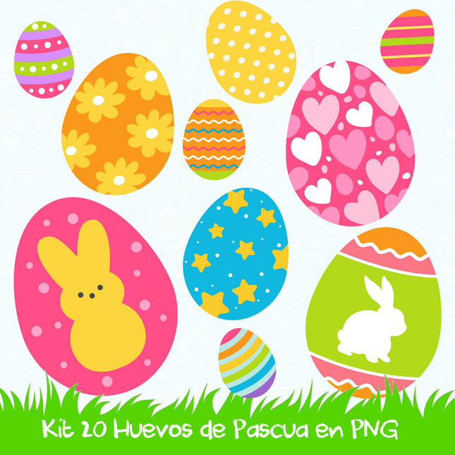 Kit 20 Huevos de Pascua imprimibles