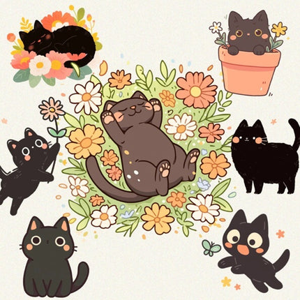 30 Stickers de Gatitos Primavera Imprimibles
