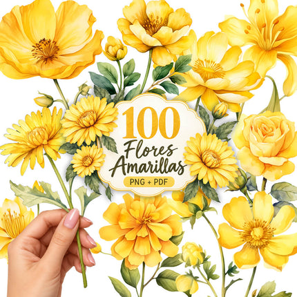 Pack 100 Flores Amarillas imprimibles