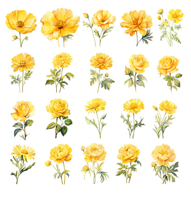 Pack 100 Flores Amarillas imprimibles