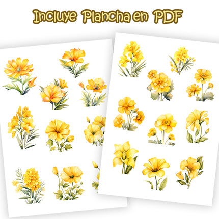 Pack 100 Flores Amarillas imprimibles