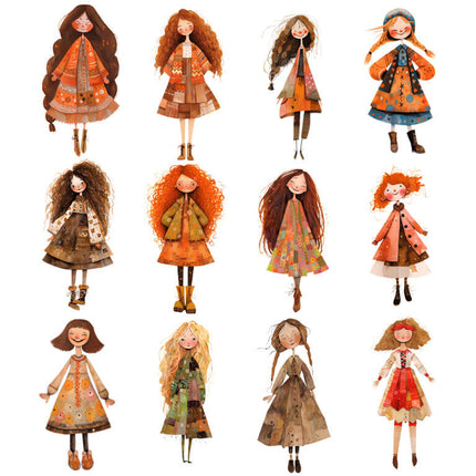 45 Paper Dolls Chicas Bohemias Otoñales en PNG