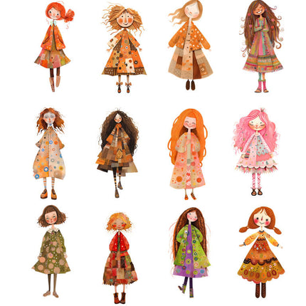 45 Paper Dolls Chicas Bohemias Otoñales en PNG