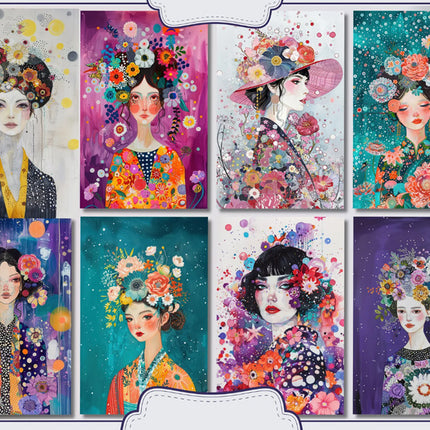 16 Retratos Florales Imprimibles