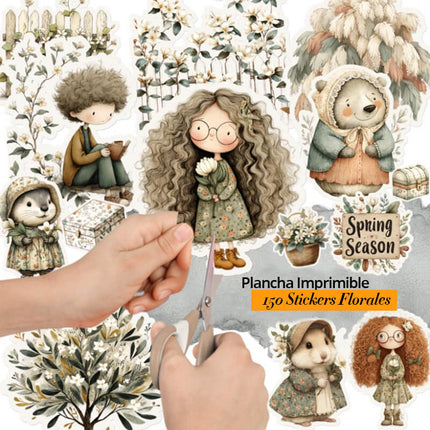 ✂️ Plancha para cortar - 150 Stickers Recortes Florales