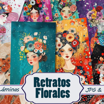 16 Retratos Florales Imprimibles
