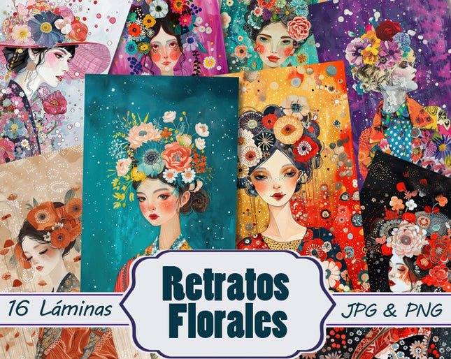 16 Retratos Florales Imprimibles