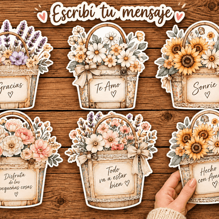 🌼 Kit 48 Floreros Scrap Imprimibles