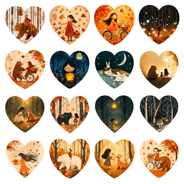 43 Stickers imprimibles de Otoño, la Chica su amigo el Oso