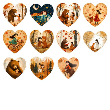 43 Stickers imprimibles de Otoño, la Chica su amigo el Oso