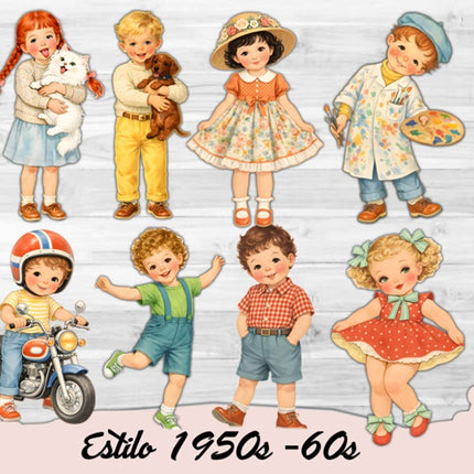 Stickers Muñequitos de 1950s / 70s – 25 Personajes Retro