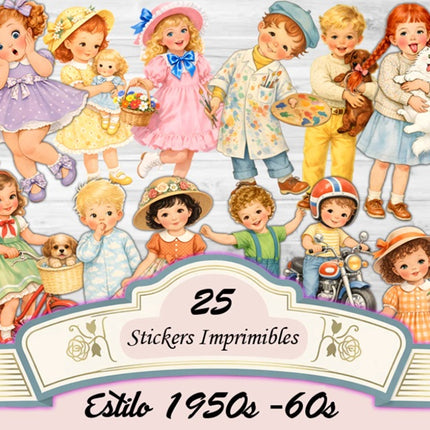 Stickers Muñequitos de 1950s / 70s – 25 Personajes Retro