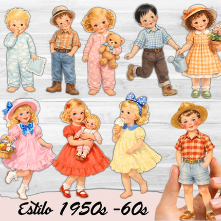 Stickers Muñequitos de 1950s / 70s – 25 Personajes Retro