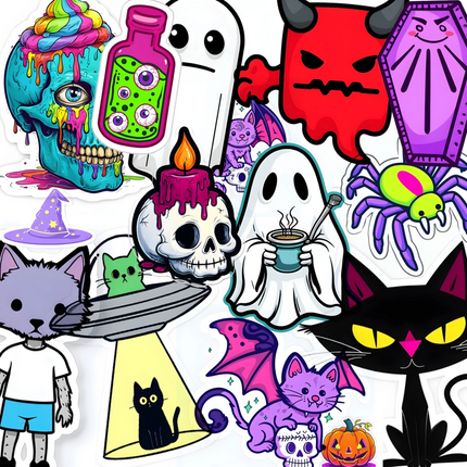 Plancha 15 Stickes Imprimibles Halloween