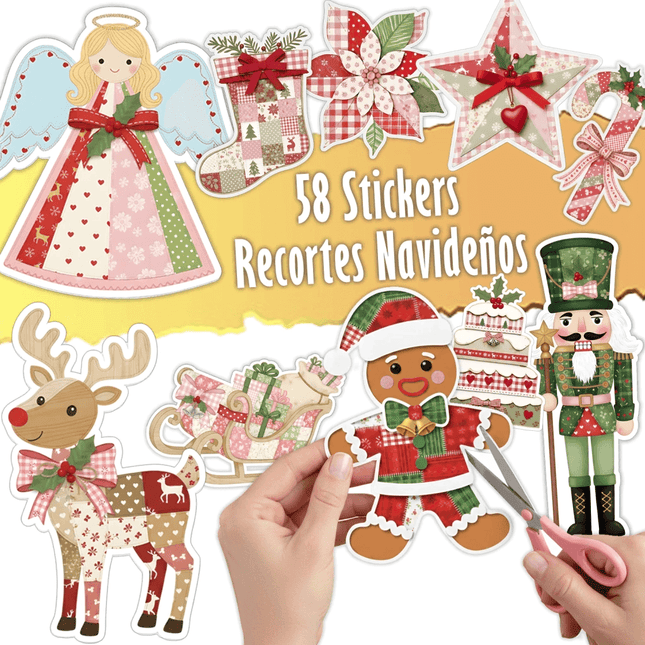 Set 58 Stikers Recortes Navidad Imprimible