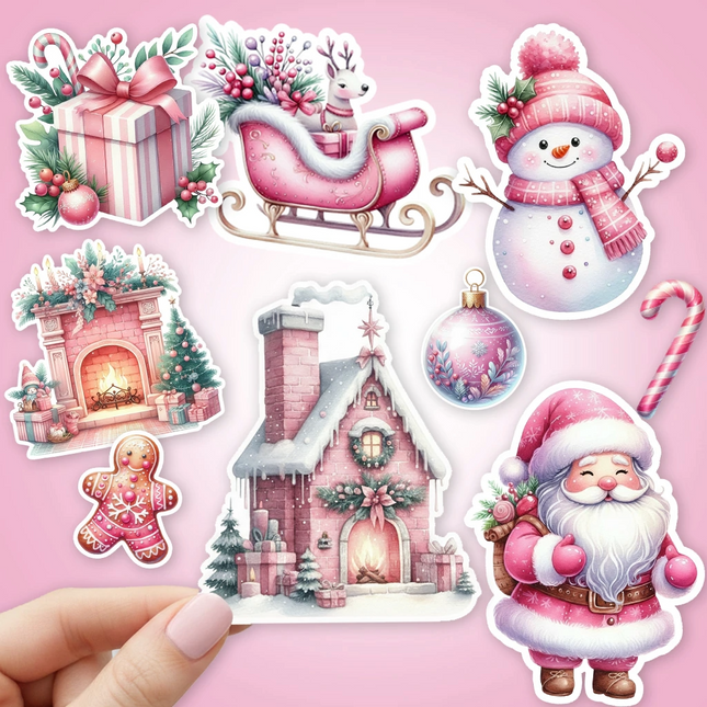 Set 23 Stickers Rosa Navidad Imprimibles