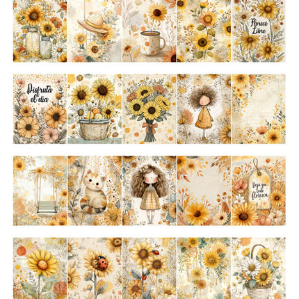 🌻 Girasoles Floreciendo | 62 Páginas ScrapBooking
