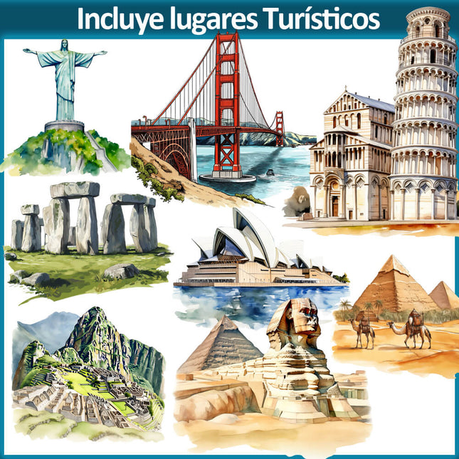 130 ClipArts Viajes & Lugares Turísticos